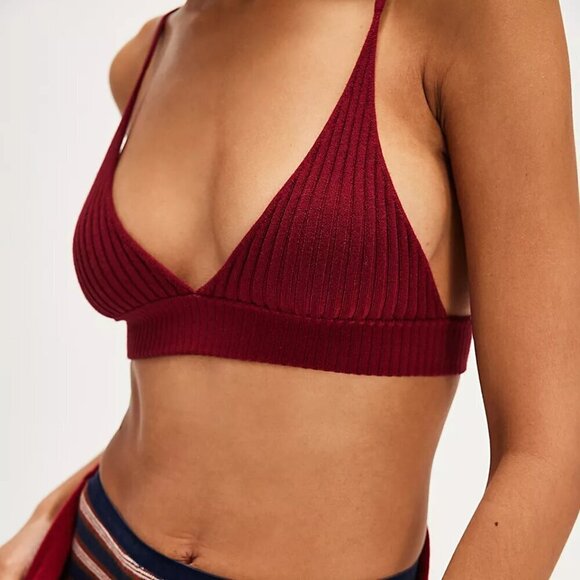 NWT Free People Intimately Plunge Red Sweater Knit Bralette - Picture 5 of 5